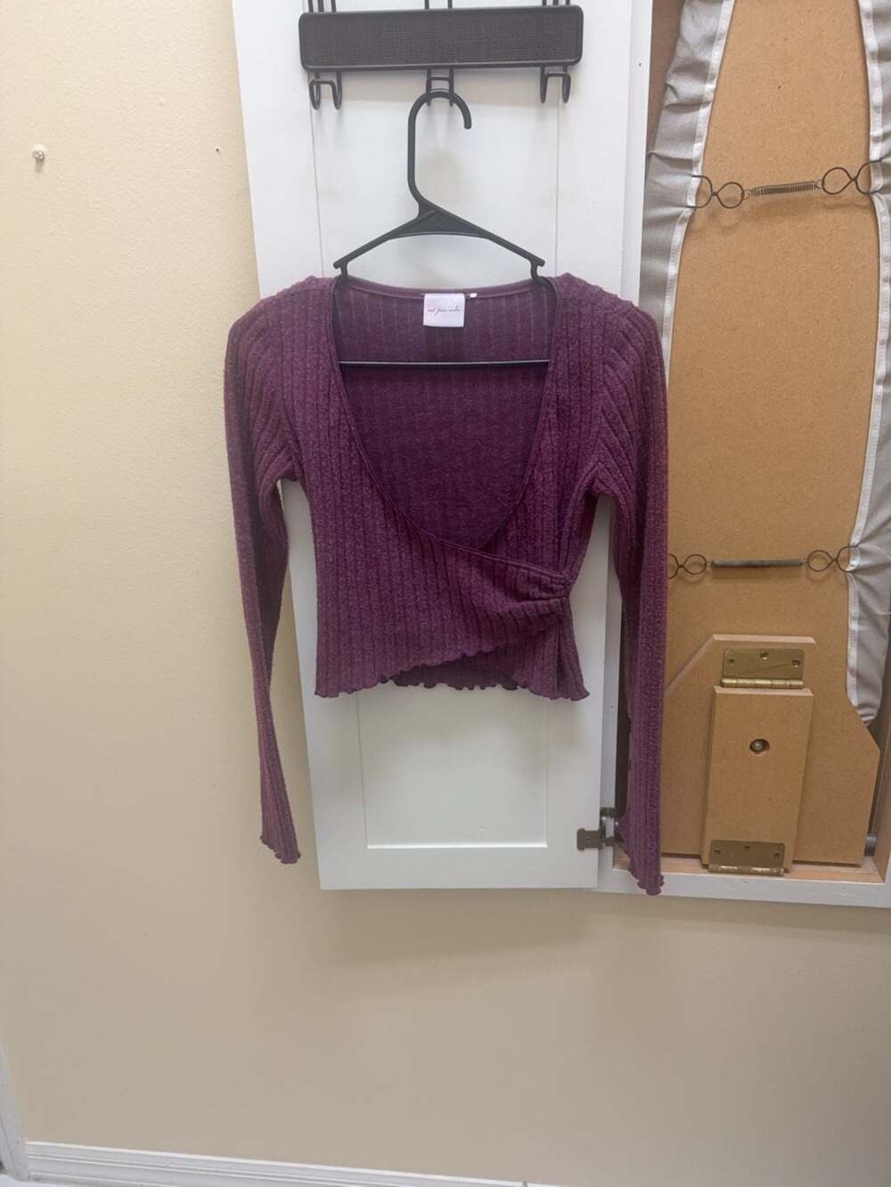 Out From Under Purple Ribbed Long Sleeve Wrap Top